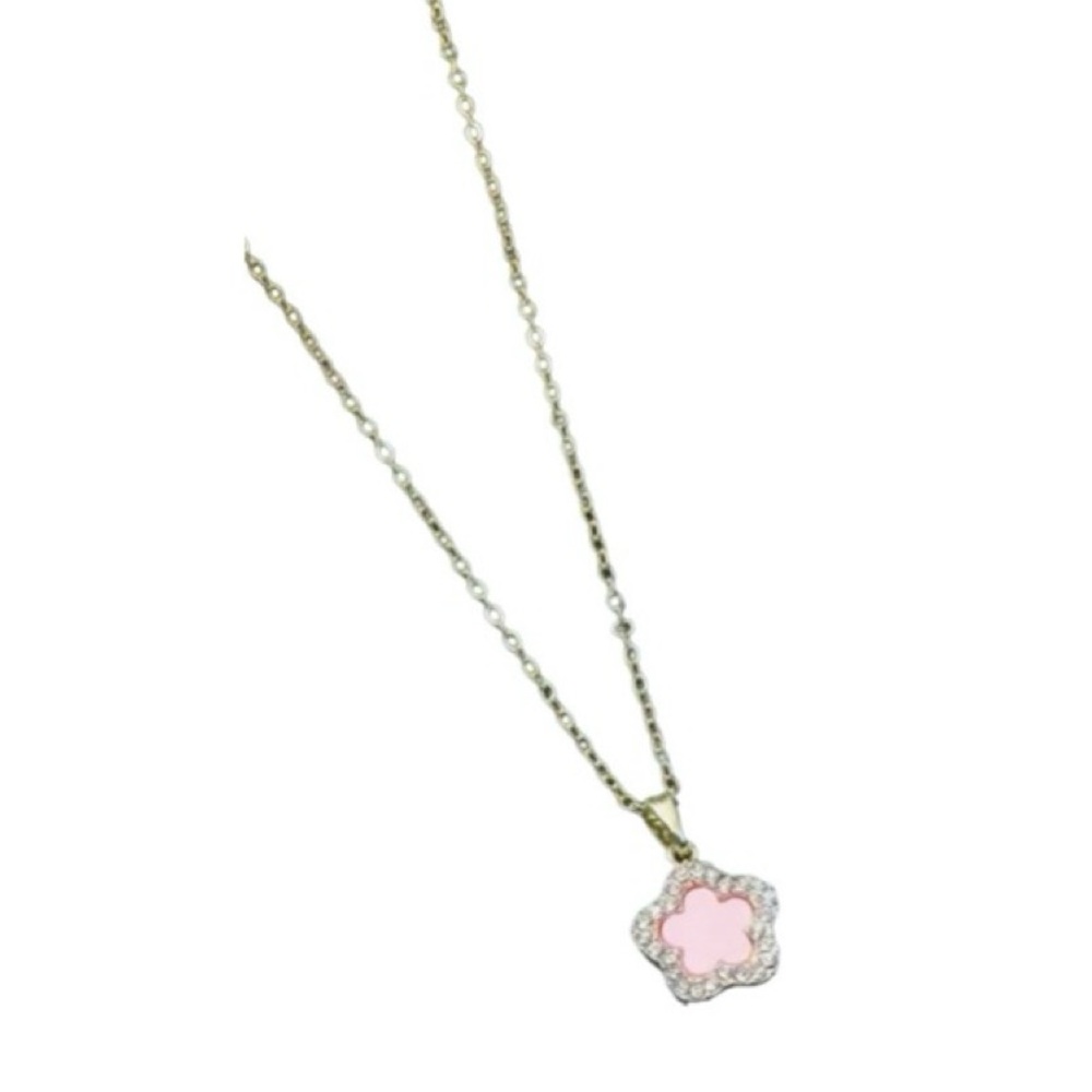 Pink Floral Goldtone Set - Picture 2 of 5